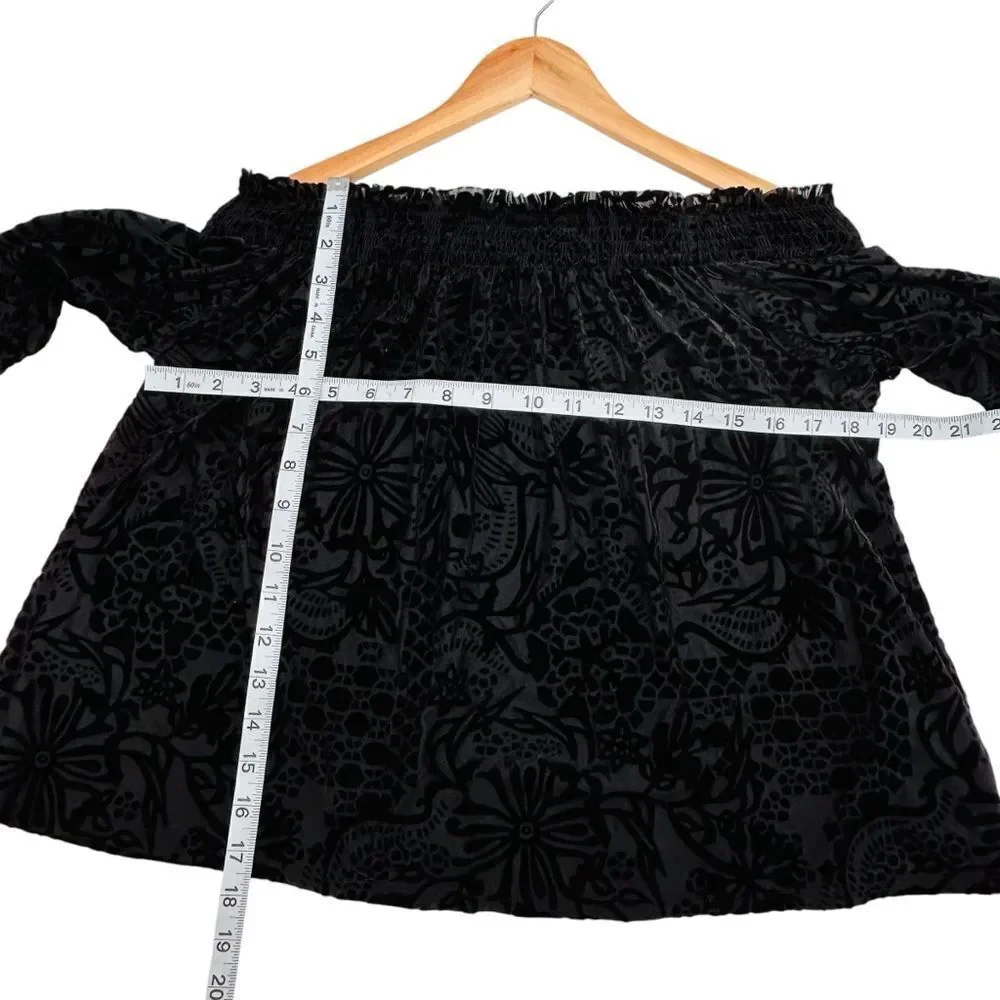 Free People A Little Twist Black Velvet Off Shoulder Top size small
